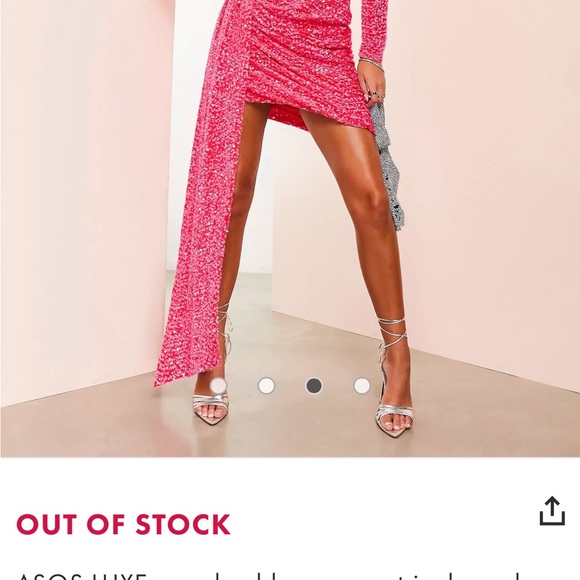 ASOS LUXE one shoulder asymmetric draped mini dress in pink sequin - Picture 3 of 5
